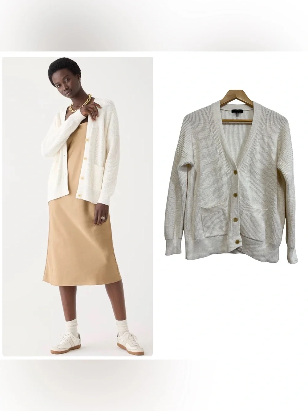 J. Crew Button-Front V-Neck Knit Cardigan Sweater Cotton/Cashmere Ivory Size XS